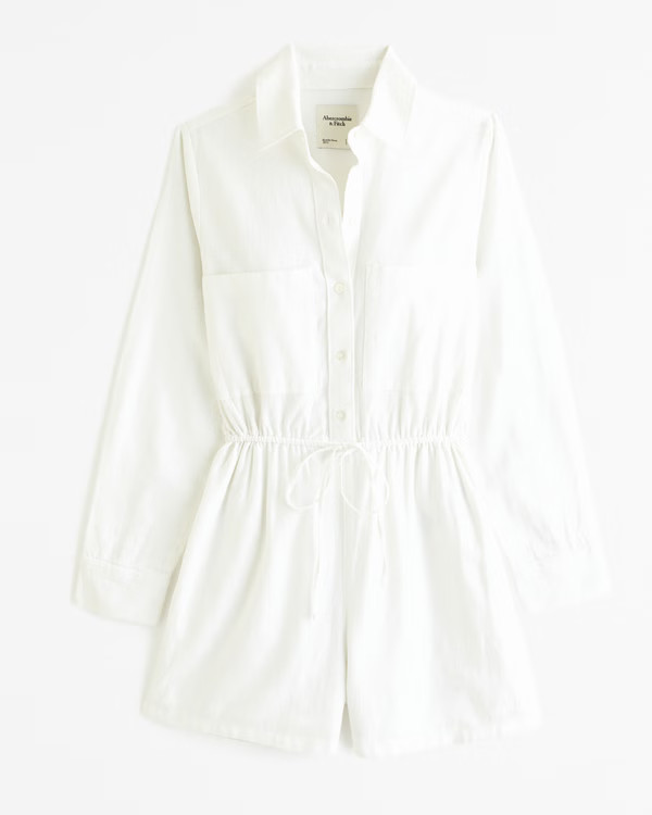 Women's Linen-Blend Easy Waist Romper | Women's Dresses & Jumpsuits | Abercrombie.com | Abercrombie & Fitch (US)
