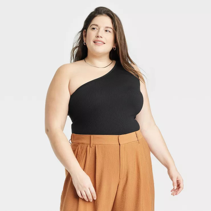 Women's One Shoulder Seamless Ribbed Tank Top - A New Day™ | Target
