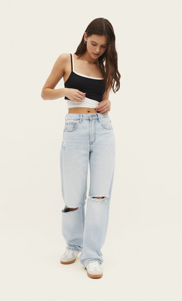 Straight wide-leg jeans | Stradivarius (UK)