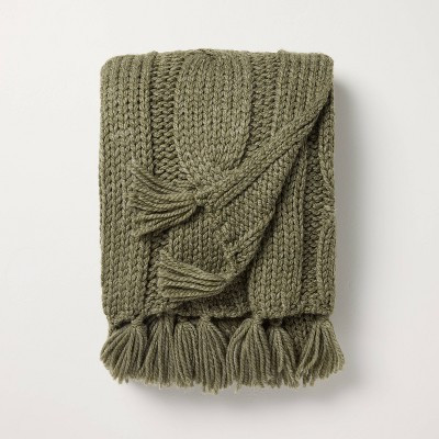 Oversized Cozy Knit Throw Blanket Green - Hearth & Hand™ with Magnolia | Target