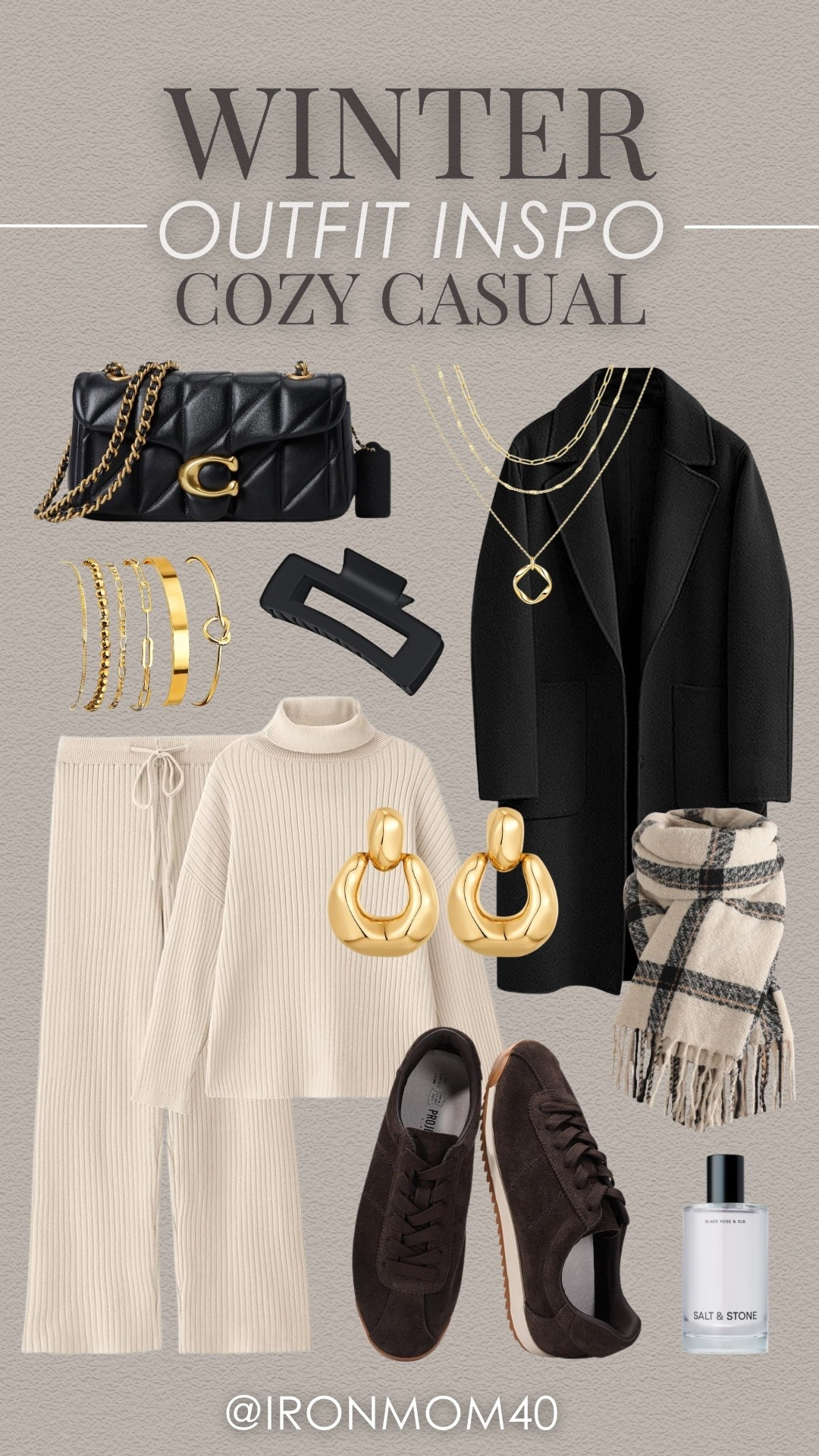 Perfect cozy casual look for winter. Don't forget the accessories! 
