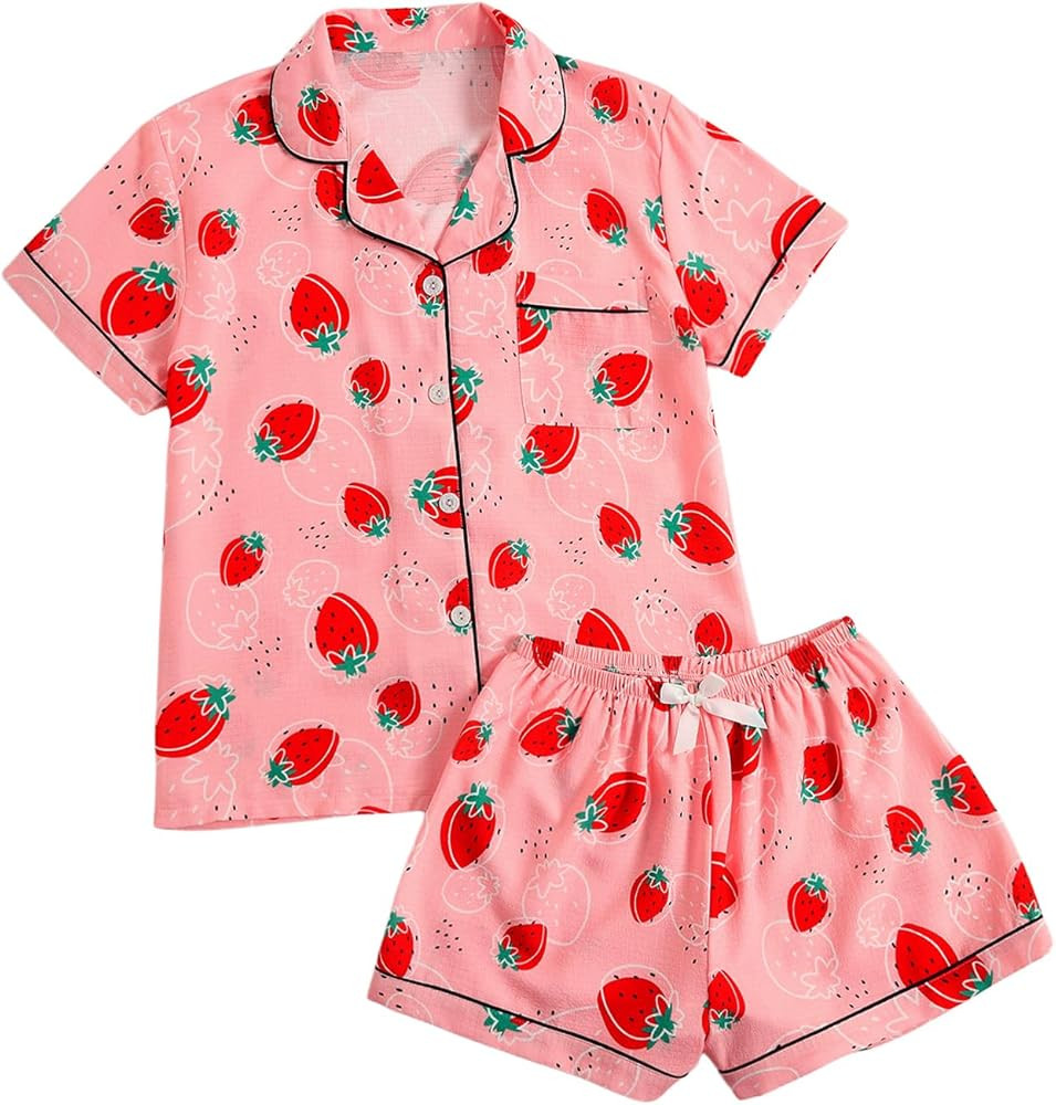 Verdusa Women's 2 Piece Pajama Sets Summer Pajamas Cute Pj Set Lounge Matching Pjs Button Shirt w... | Amazon (US)