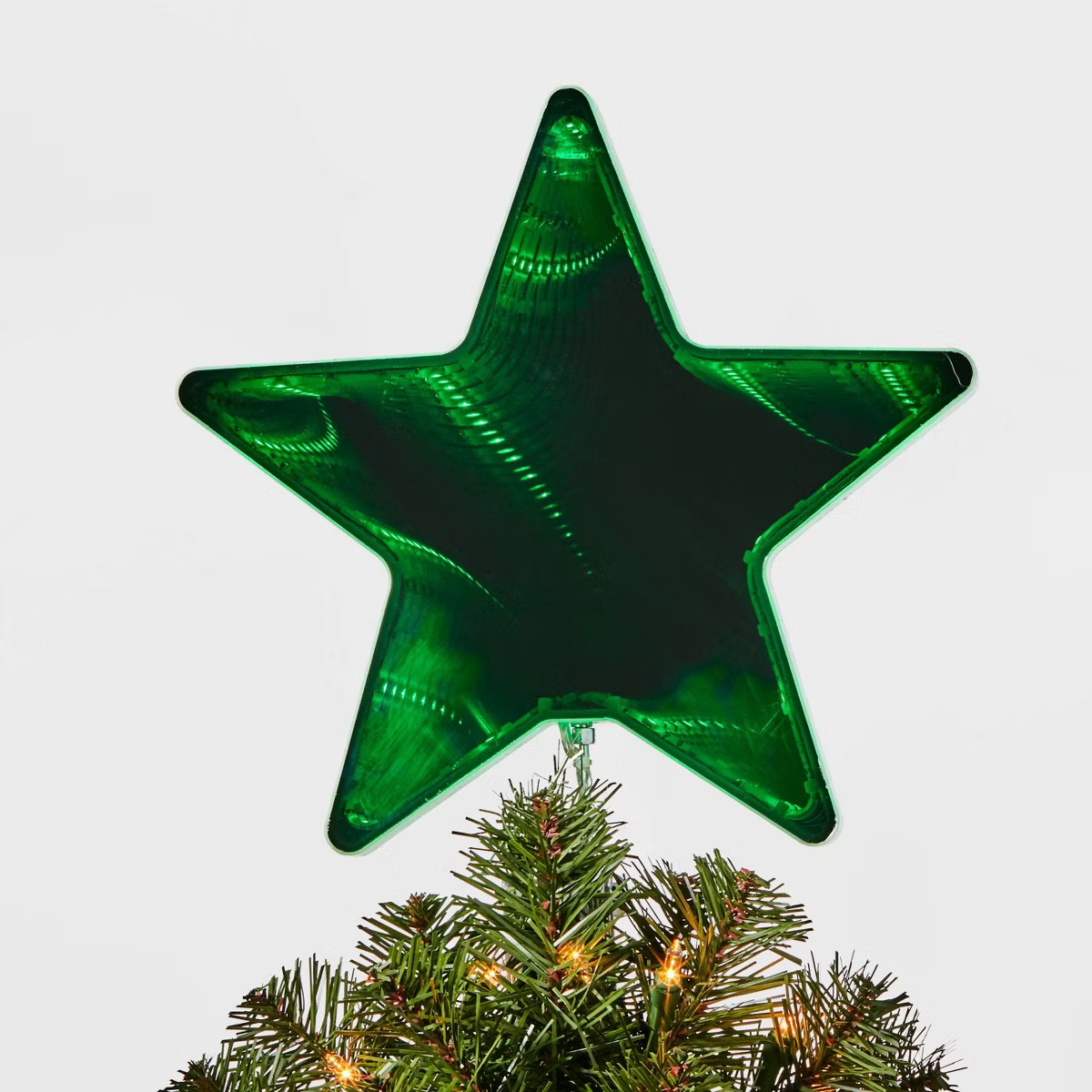 12in 51 LED Light Infinity Star Mirror Christmas Tree Topper White/Silver - Wondershop™ | Target