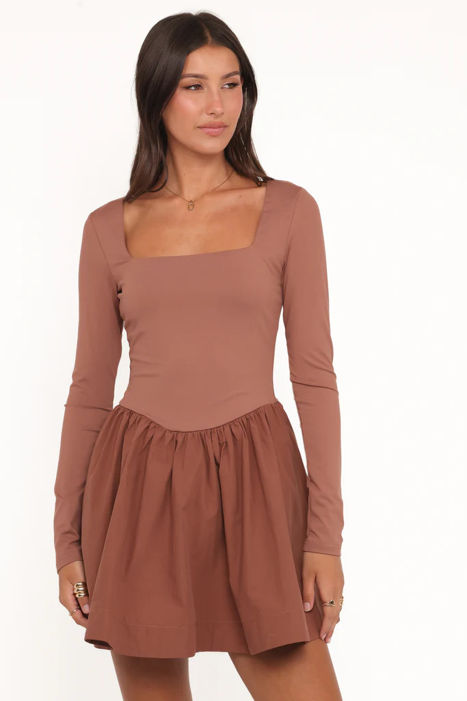Sheena Long Sleeve Mini Dress - Mocha | Petal & Pup (US)
