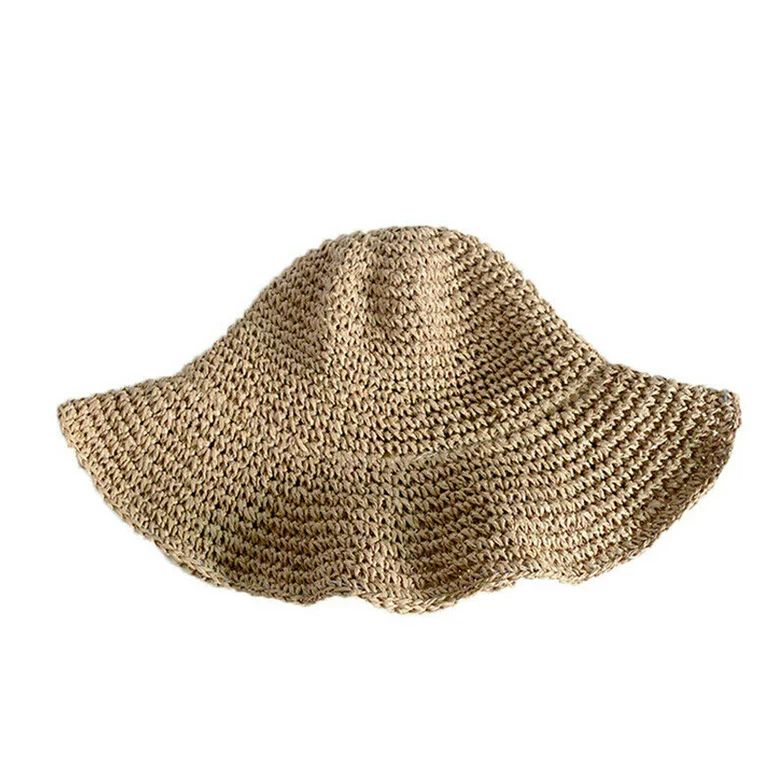 SUNSIOM Ladies Summer Sun Hats Women Panama Straw Beach Hats Foldable Wide Brim Floppy | Walmart (US)