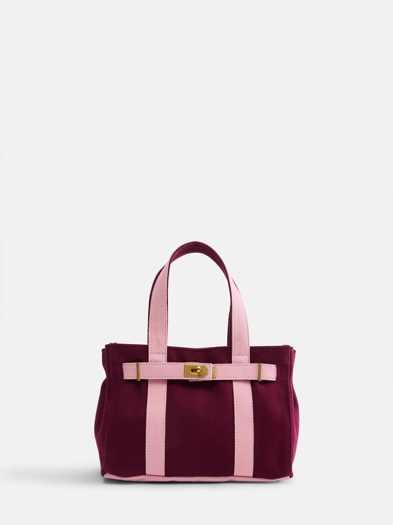 Free Assembly Women's Small Canvas Tote Handbag, Merlot Wine/Pink - Walmart.com | Walmart (US)