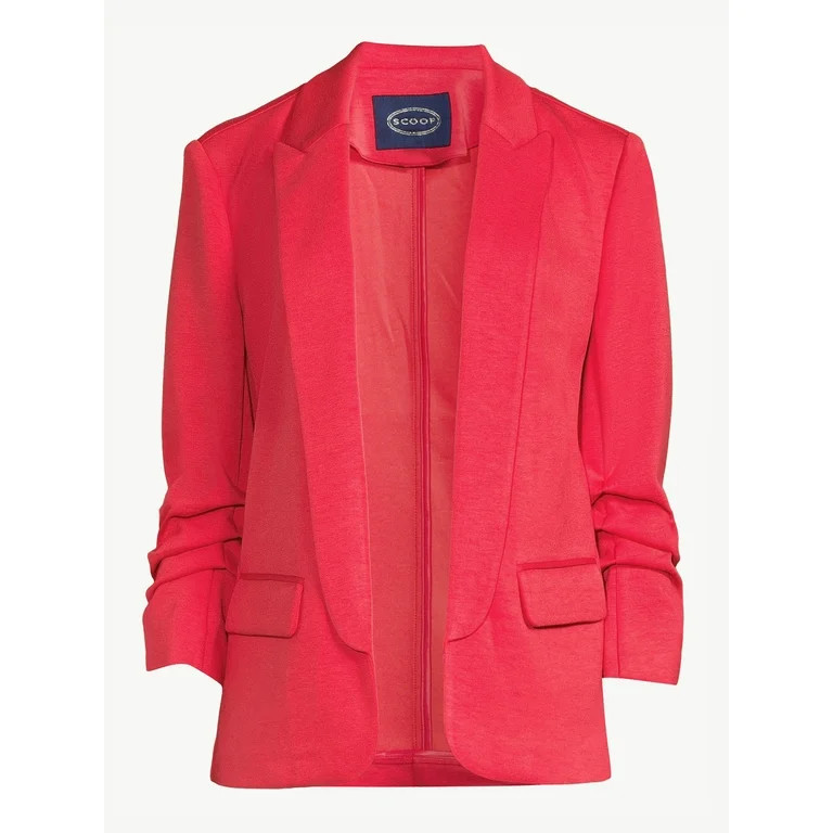 Scoop Women's Scuba Blazer with Scrunch Sleeves, Sizes XS-XXXL | Walmart (US)