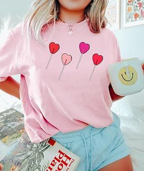 Valentine's Day Shirts for Women Cute Love Heart Graphic T-Shirt Short Sleeve Valentines Gift Tee... | Amazon (US)