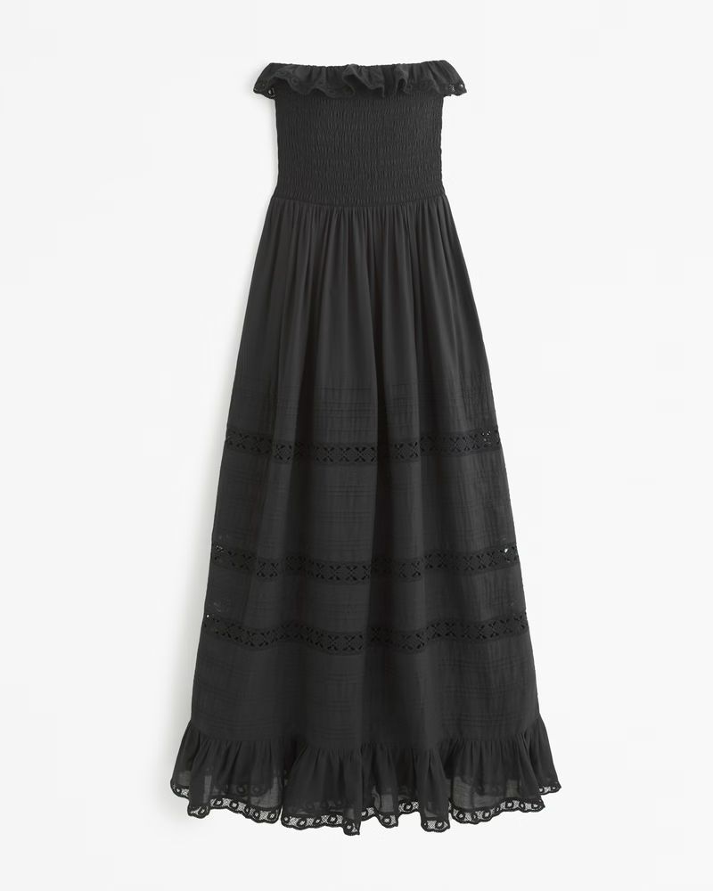 Lace-Trim Strapless Maxi Dress | Abercrombie & Fitch (US)
