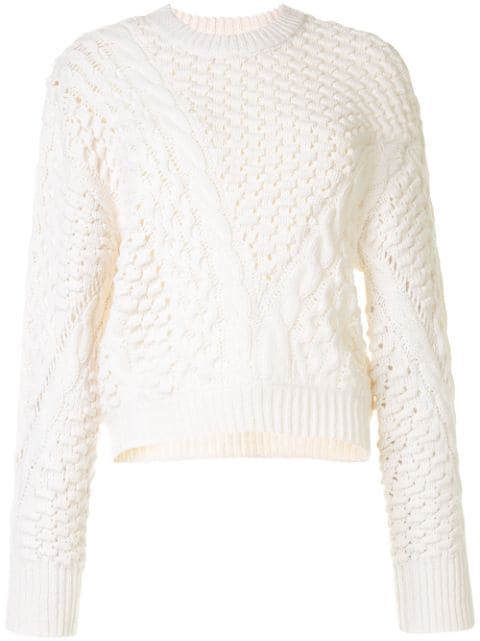 cable knit crew neck jumper | Farfetch (US)