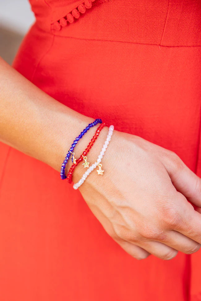 Here To Sparkle Beaded Star Charm 3-Bracelet Stack | Pink Lily