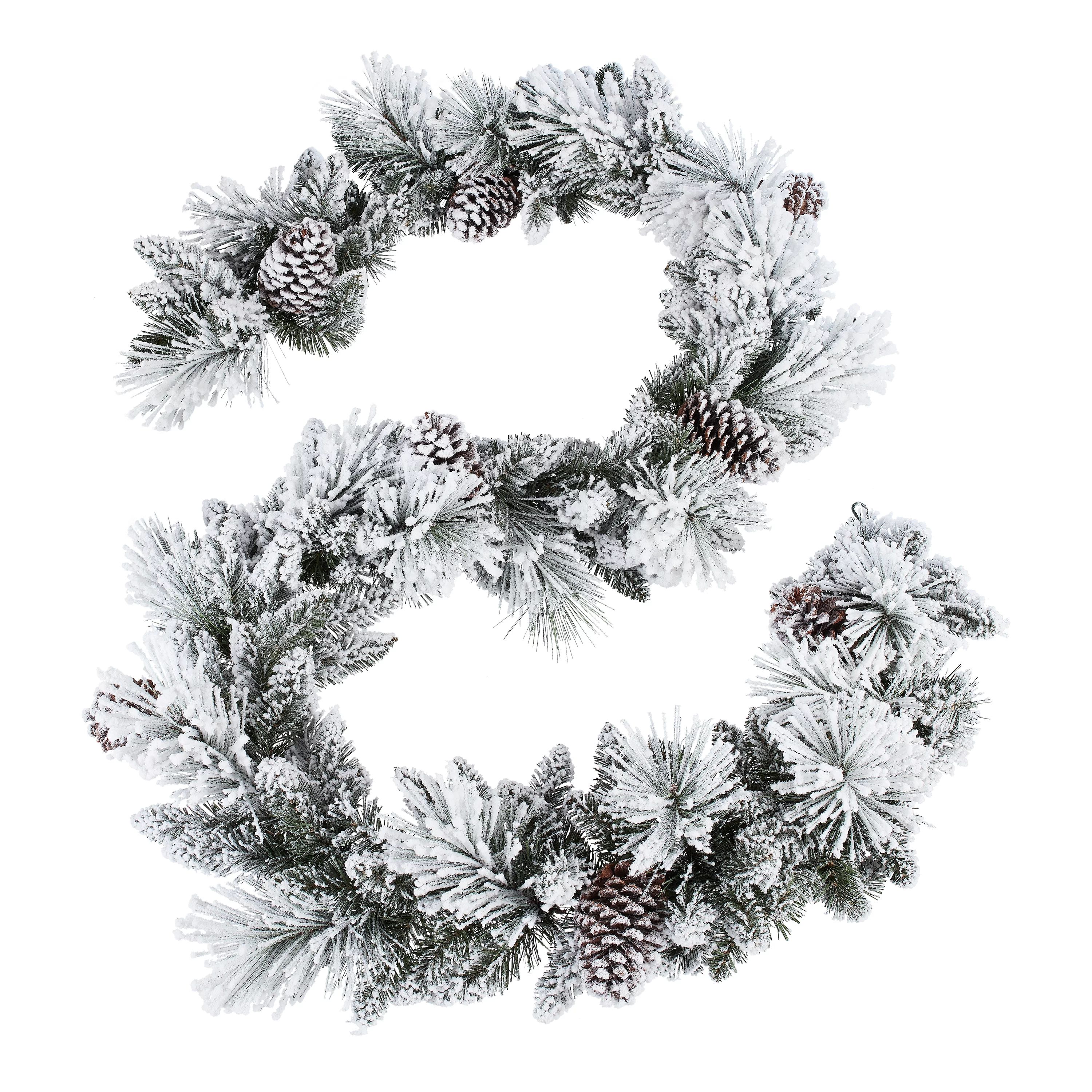 9' Holiday Time Unlit Flocked Colorado Garland in Green and White - Walmart.com | Walmart (US)