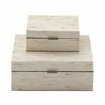 Decmode Modern 12 and 8 Inch Off White Wood and Shell Decorative Boxes - Set of 2 | Walmart (US)
