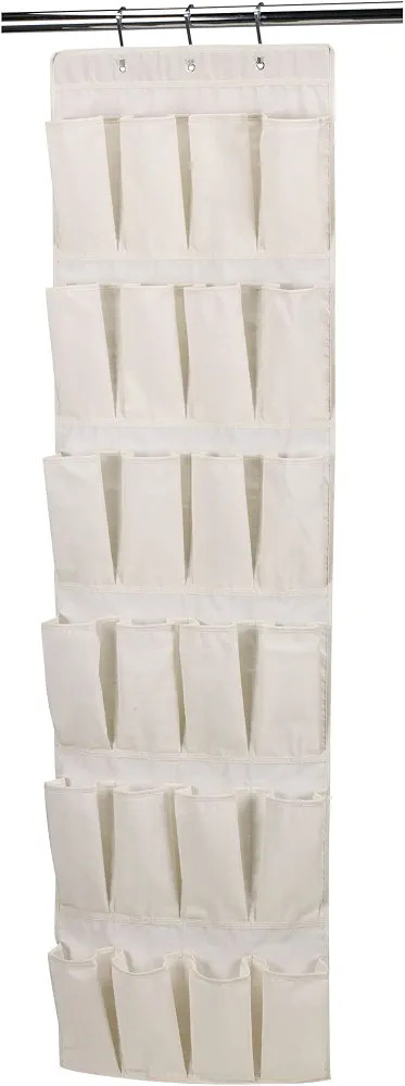 Household Essentials Over The Door 24 Packet Shoe Storage Organizer, Natural Canvas | Amazon (US)