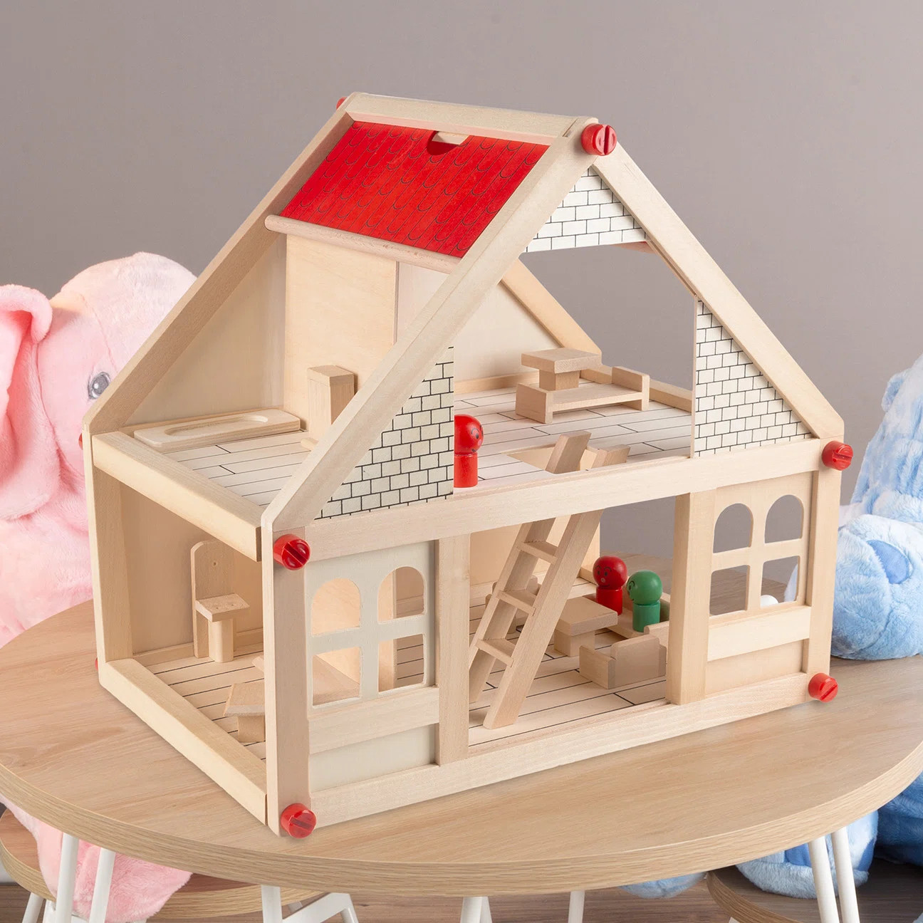 Dollhouse for Kids - Classic Pretend Play 2 Story Wood Playset with Furniture Accessories and Dol... | Wayfair North America