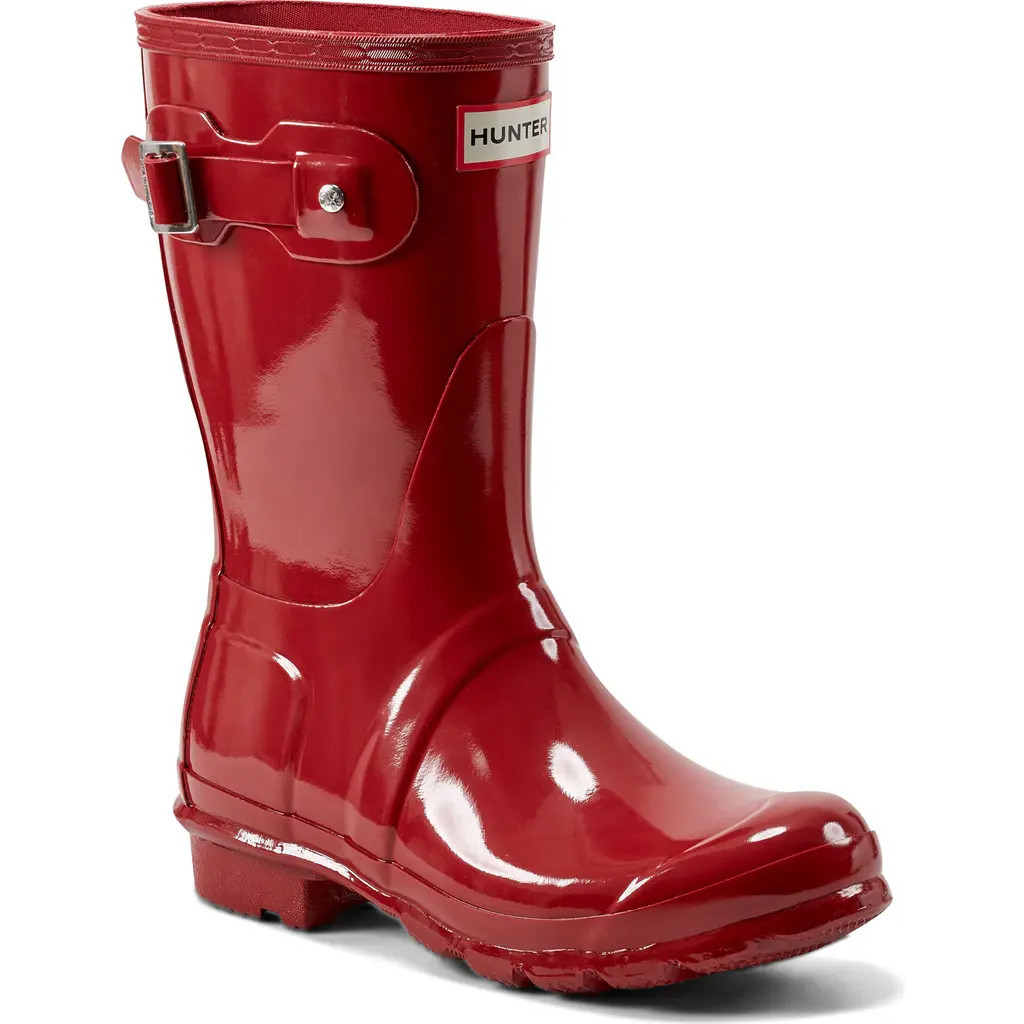 Hunter Original Tour Short Gloss Packable Rain Boot in Military Red at Nordstrom, Size 9 | Nordstrom