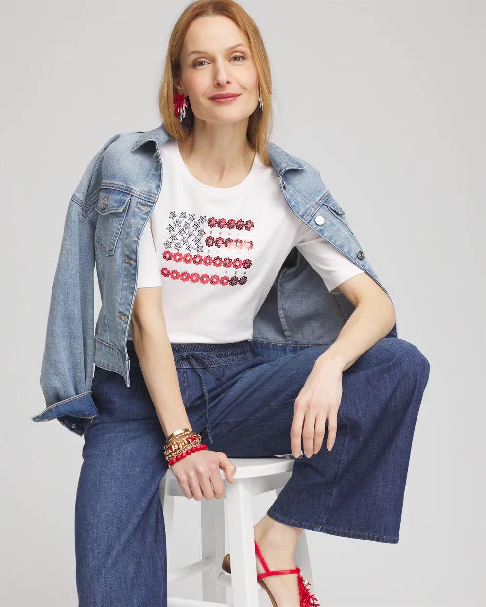 Flag Embellished Knit Tee | Chico's