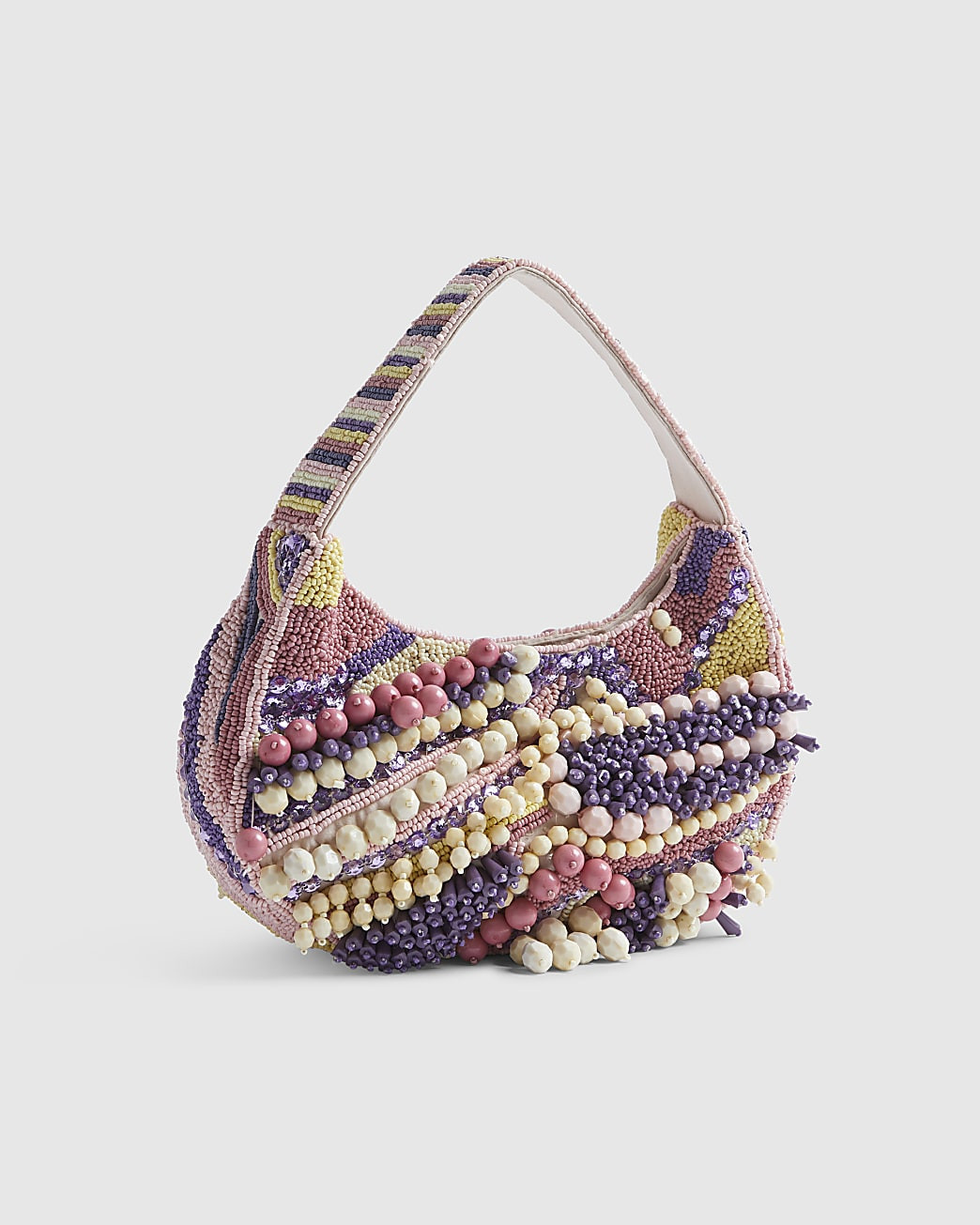 Purple Chunky Beaded Shoulder Bag | River Island UK & IE