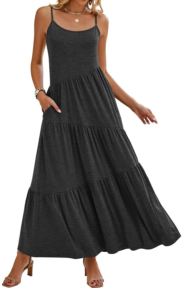 Naggoo Womens Summer Sleeveless Maxi Dresses Casual Beach Spaghetti Strap Long Dress Sundresses | Amazon (US)