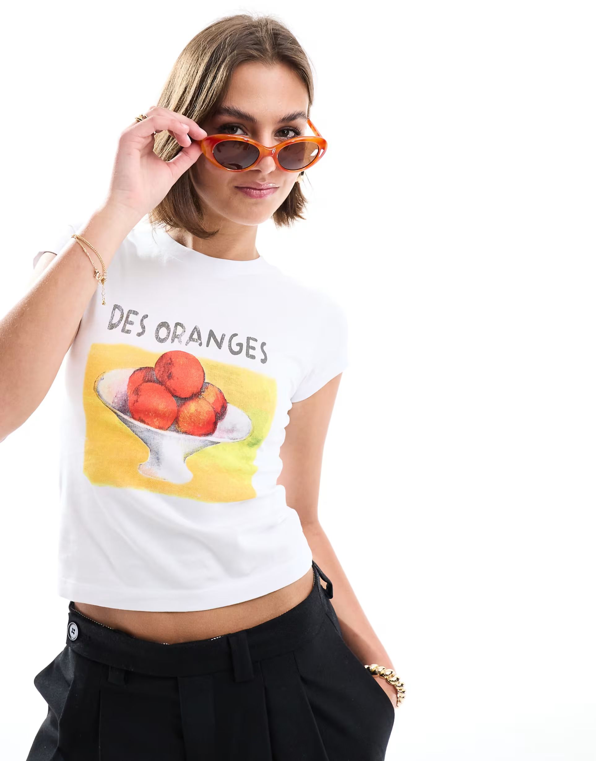 ASOS DESIGN baby tee with des oranges graphic in cream | ASOS | ASOS (Global)