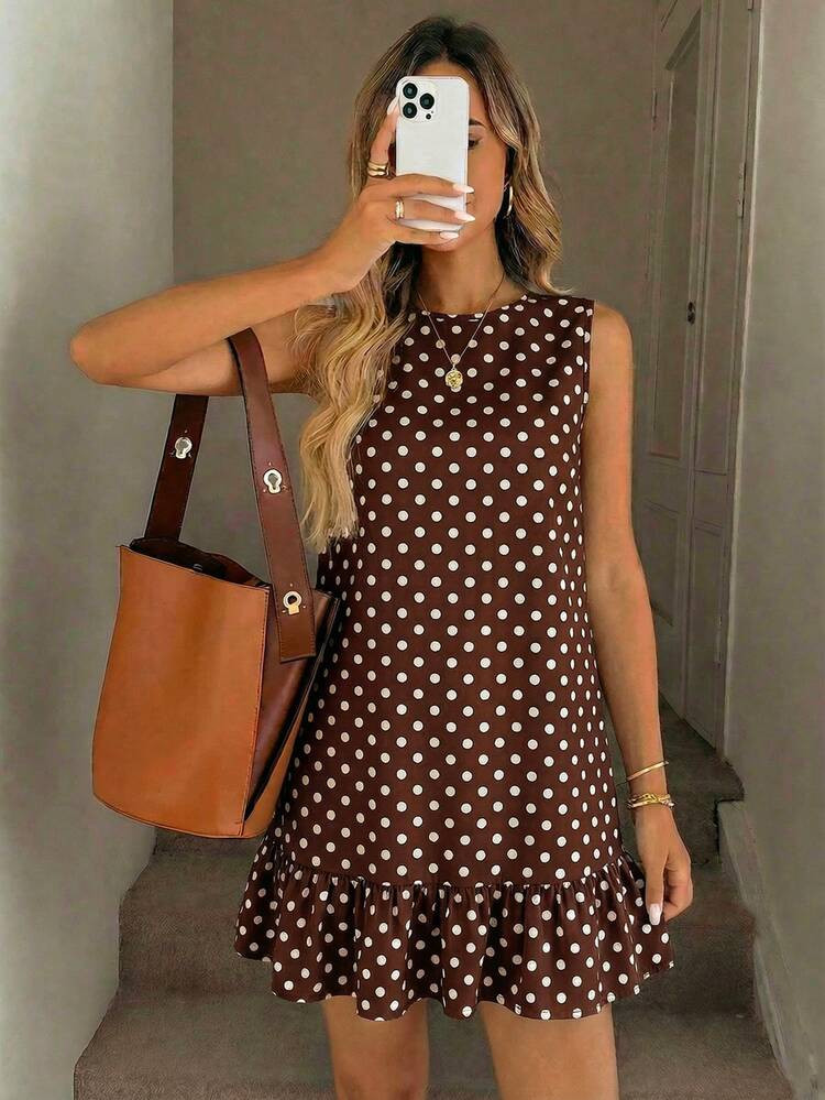 Easowa L\u00e4ssig minimalistischer Urlaubs-Boho-eleganter romantischer Retro-Braunwei\u00df-Punk... | SHEIN