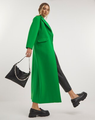 Green Faux Wool Maxi Coat | Simply Be (UK)
