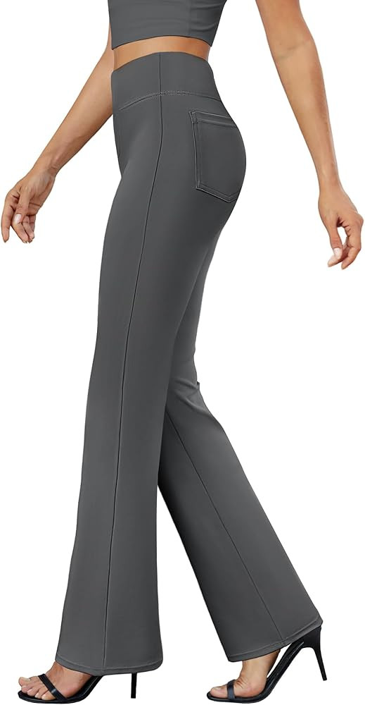 Womens Bootcut Dress Pants Business Casual Work Pants with Pockets High Waist Stretchy Trousers P... | Amazon (US)