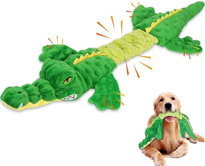 Large Squeaky Alligator Dog Toys, Interactive Puppy Toys with Crinkle Paper, Pull Tug of War Dog ... | Amazon (US)