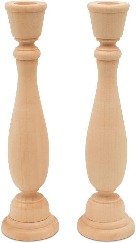 Woodpeckers Unfinished Wood Candlestick Holders 9 inch Tall with 7/8 inch Hole, Set of 2 Classic ... | Amazon (US)