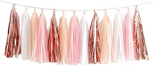 20pcs Shiny Tassel Garland Banner Tissue Paper Tassels for Wedding, Baby Shower, Table Decor，Ev... | Amazon (US)