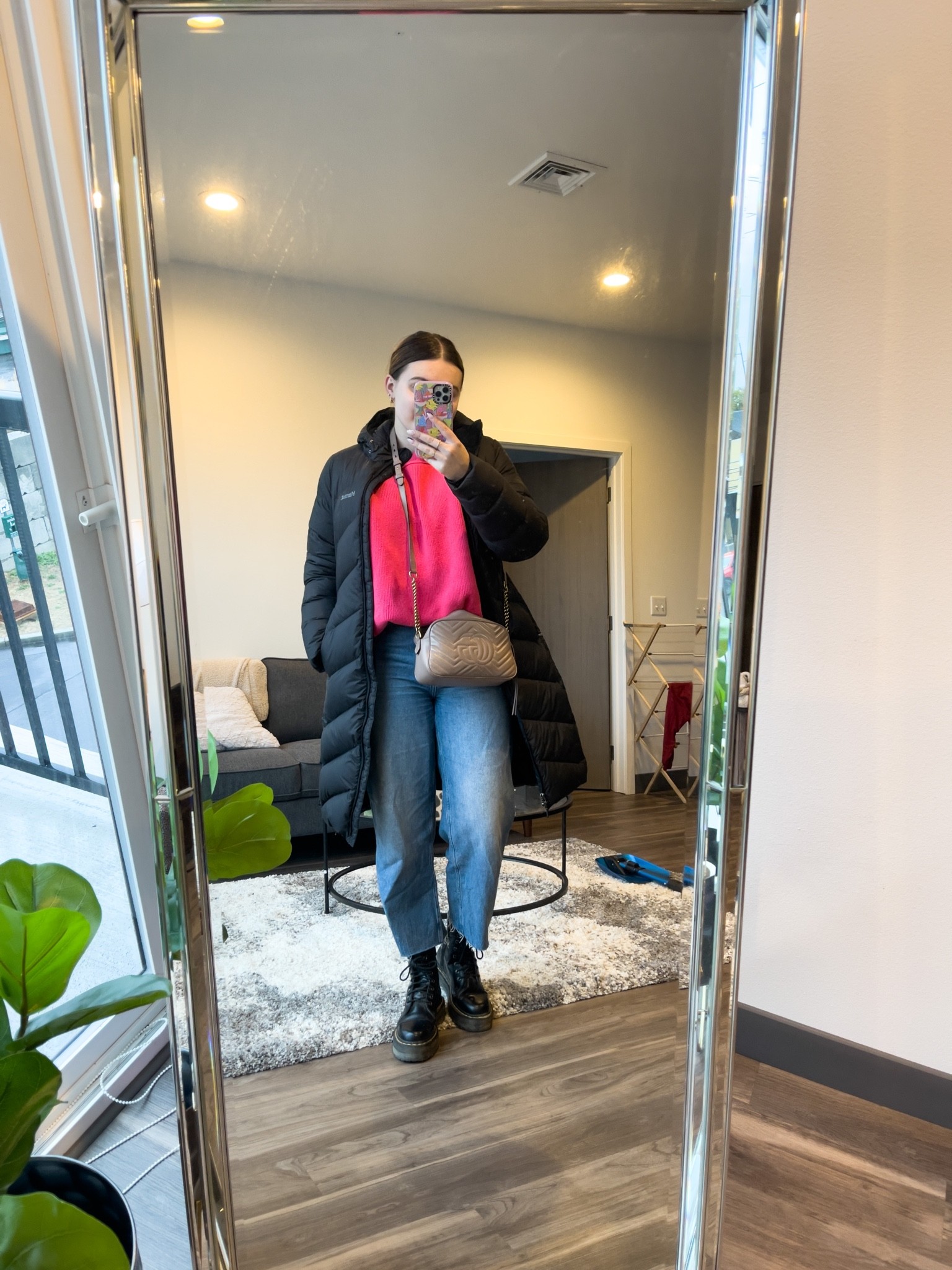 Casual rainy fall outfit idea. Featuring a hot pink sweater and the comfiest jeans 

I’m wearing a L jacket, S sweater, size 31 jeans and size 9 boots

#LTKSeasonal #LTKstyletip #LTKunder100