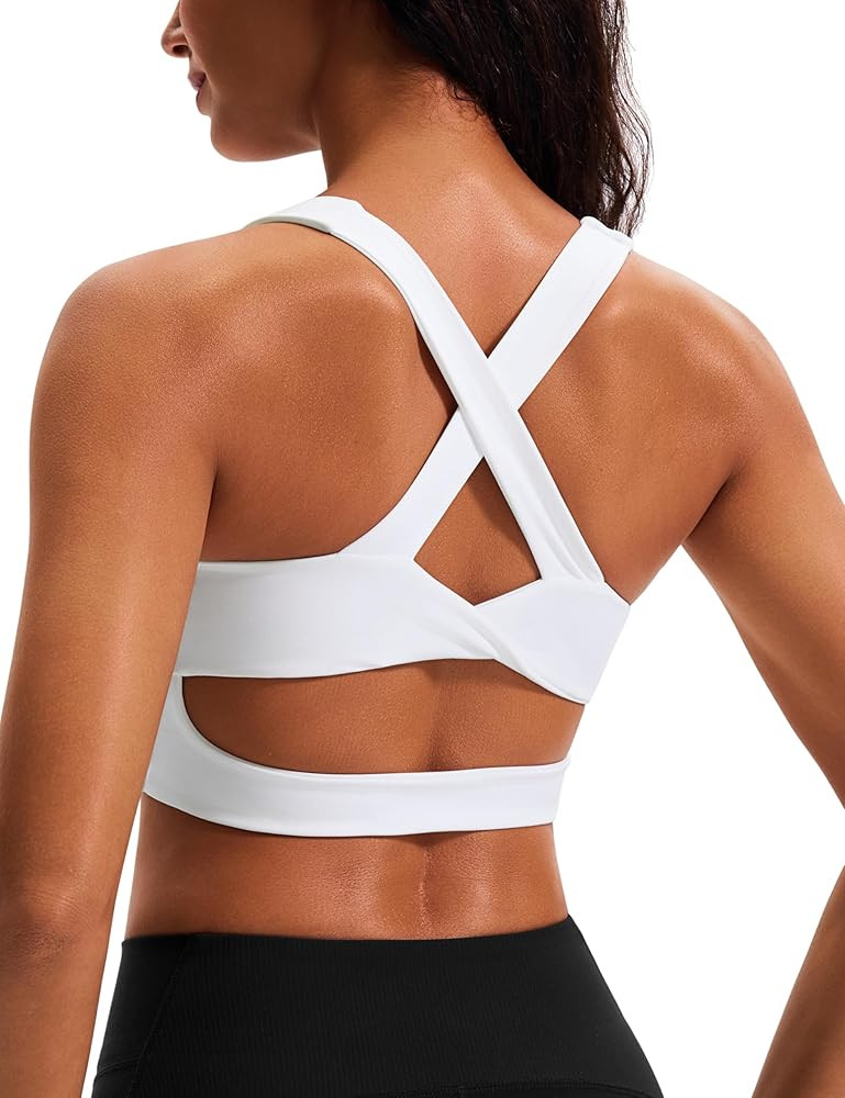 Sports Bras for Women Criss-Cross Back Padded Workout Tank Tops Medium Support Crop Tops for Wome... | Amazon (US)