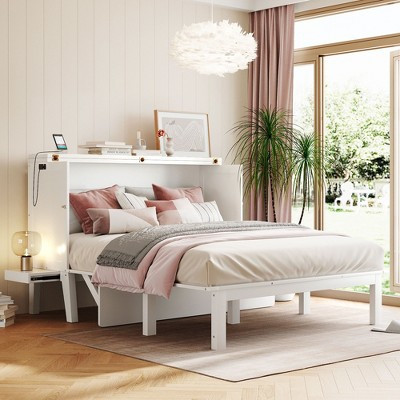 Queen Size Murphy Bed, Queen Murphy Cabinet Bed with USB Port and Removable Shelves on Each Side for Small Spaces, White | Target