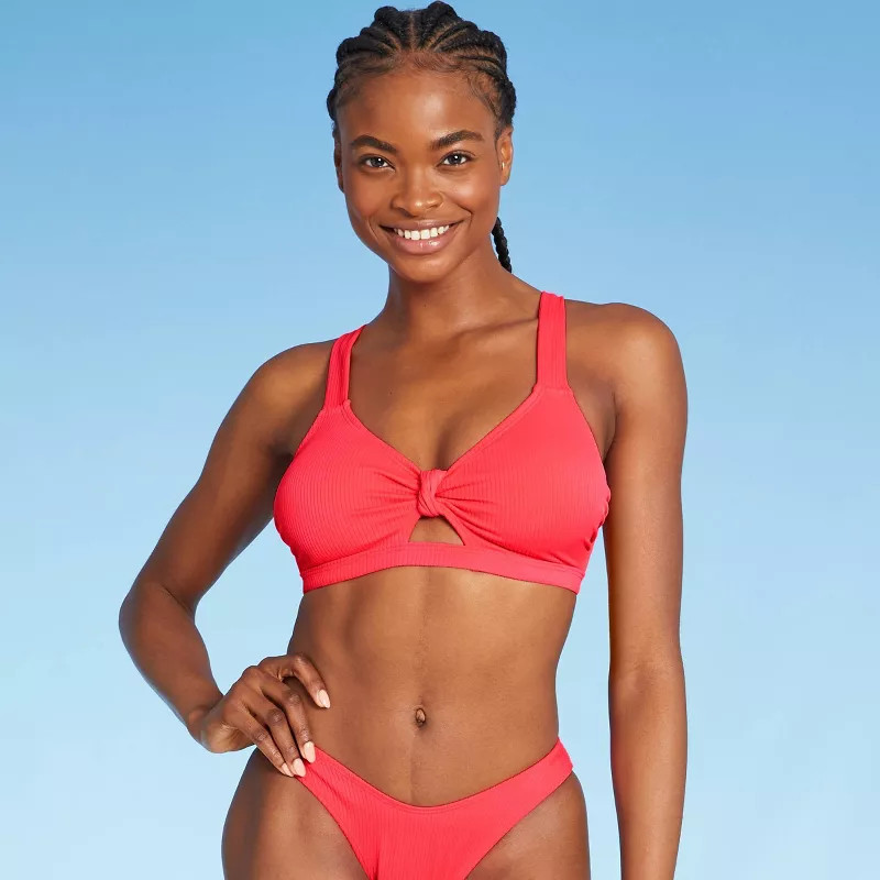 Juniors' Ribbed Knot-Front Bralette Bikini Top - Xhilaration™ | Target