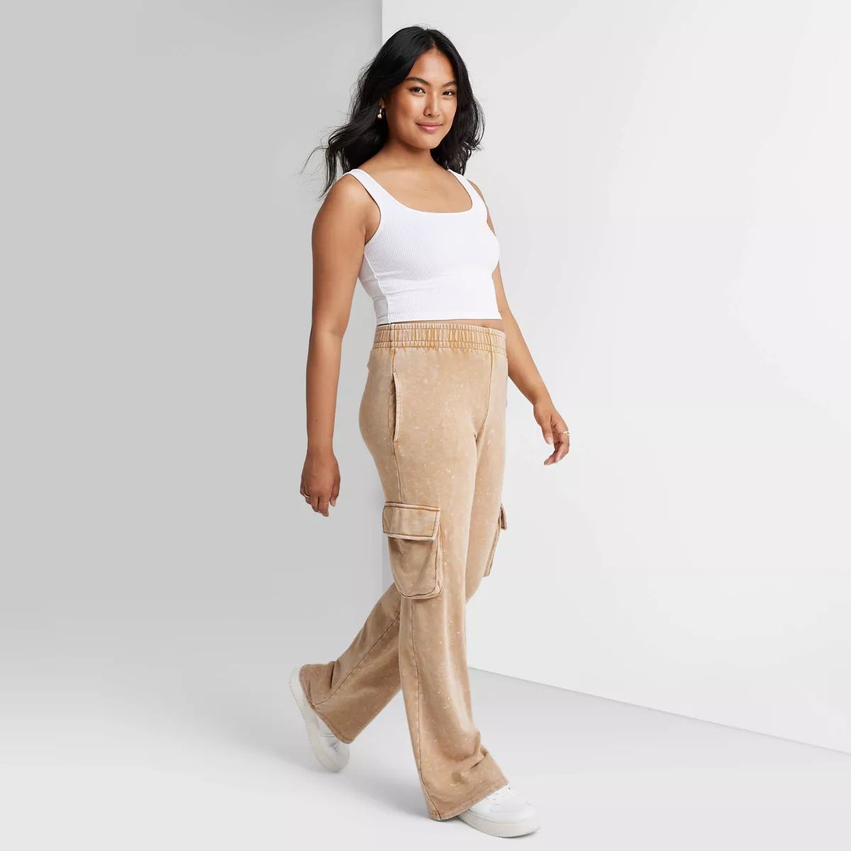 Women's High-Rise Wide Leg Fleece Cargo Pants - Wild Fable™ | Target