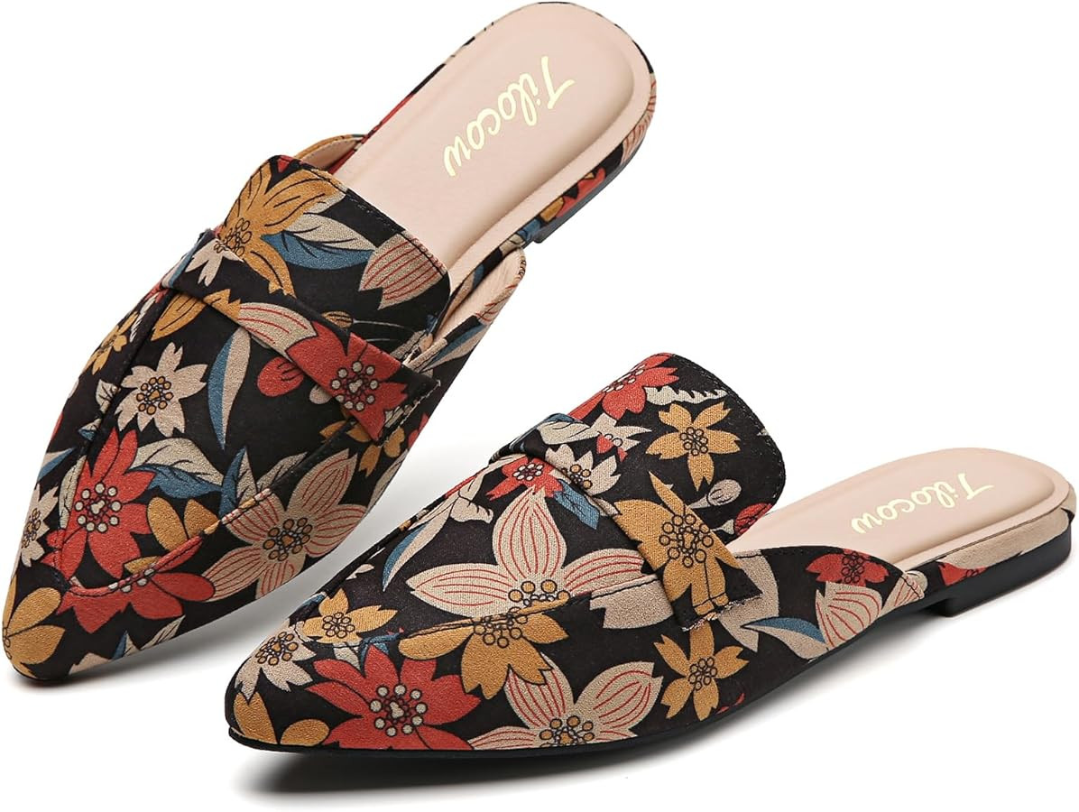 Tilocow Slip On Mules for Women Open Back Closed Pointed Toe Flats Womens Business Work Shoes Fla... | Amazon (US)