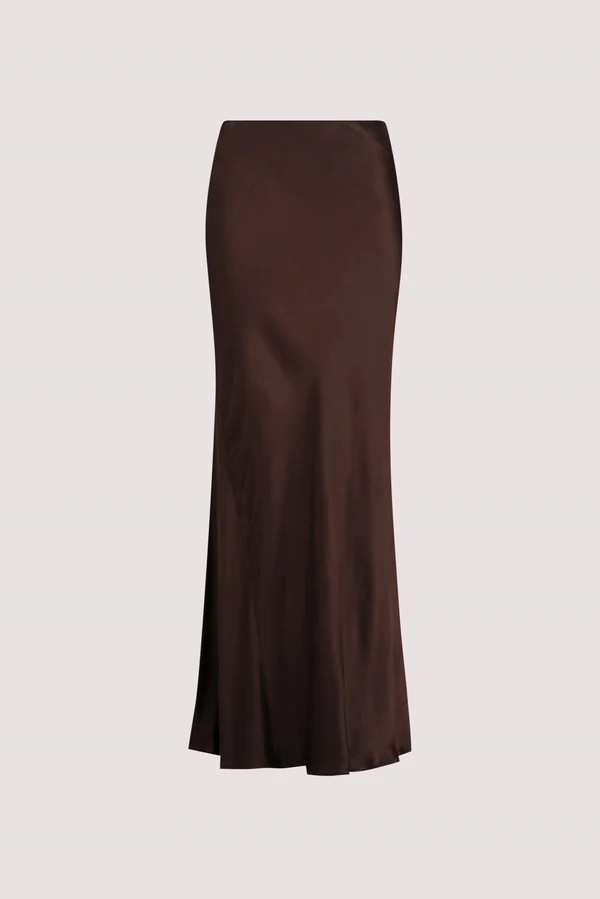 CHARLI BITTER CHOC SATIN MAXI SKIRT | DISSH