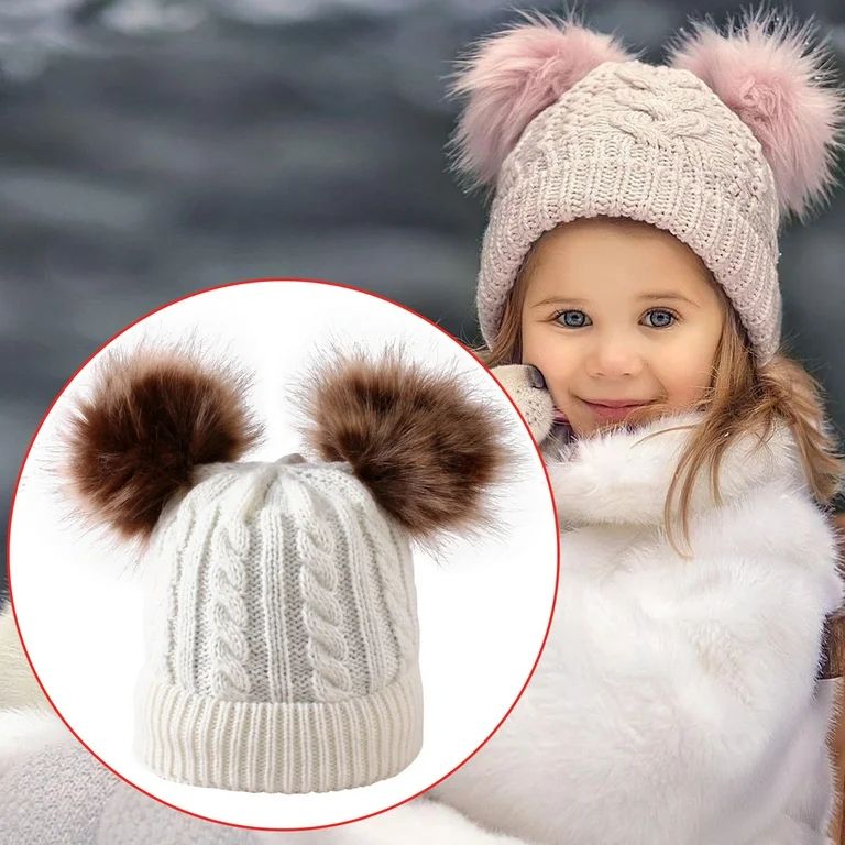 Fashion Hats For Kids Kids Winter Hat Toddler Knitted Pom Beanie Hat Cotton Lined Faux Cap Baby G... | Walmart (US)