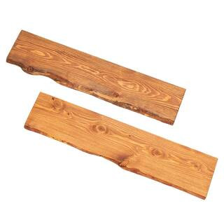 36 in. x 8 in. x 1 in. Sunset Cedar Solid Pine Pine Live Edge Wall Shelf (Set of 2) | The Home Depot