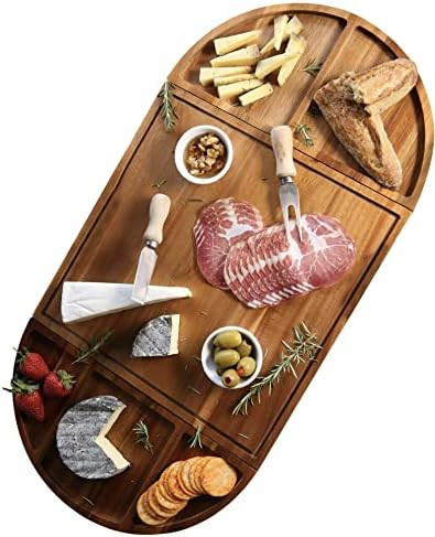 Magnetic Large Charcuterie Board Set - Acacia Wood Round Cheese Board Set - Unique Wooden Charcut... | Amazon (US)