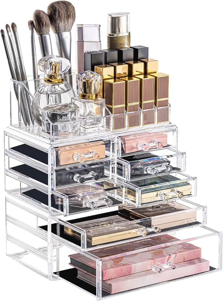 DreamGenius Makeup Organizer 3 Pieces Acrylic Cosmetic Storage Drawers Organizer for Vanity and B... | Amazon (US)