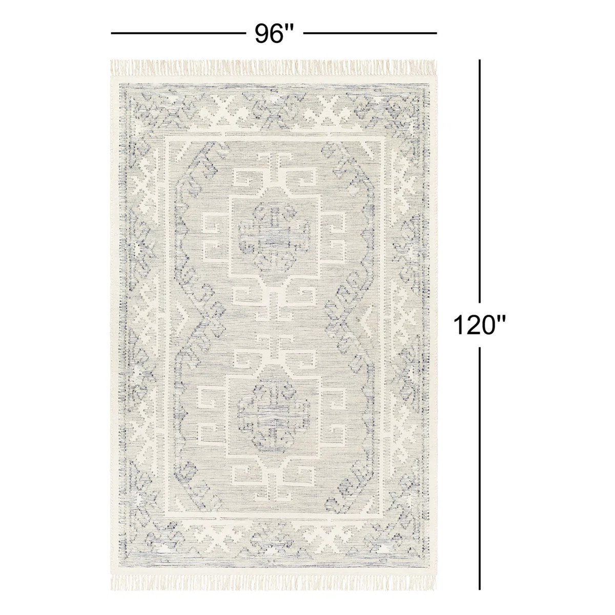 Saber Oriental Hand Woven Wool Area Rug in Gray/Blue | Birch Lane