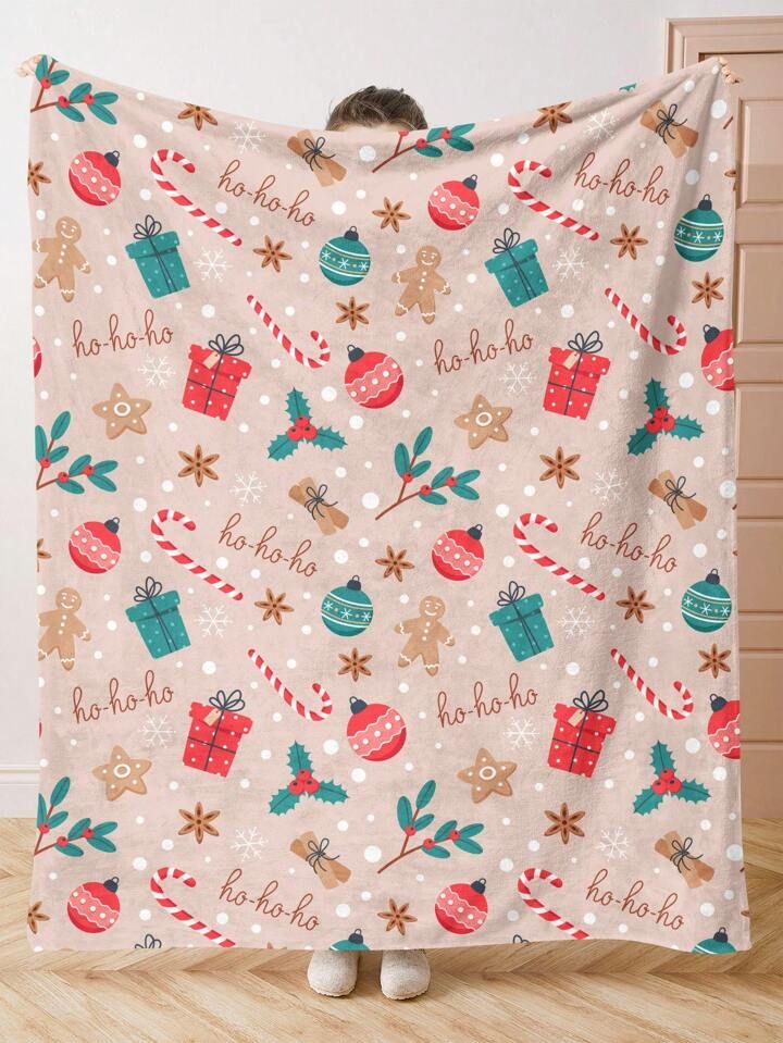 1 Stück Lebkuchen Süßigkeiten Stock Geschenk Loop Weihnachten Muster, Decke, weich Warmer Plü... | SHEIN