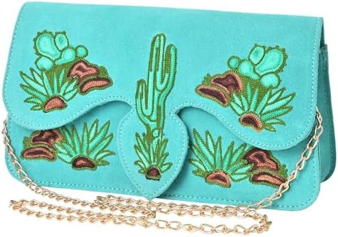 American Darling Rodeo Embroidered Suede Crossbody Bag Cowboy Gold Chain Strap | Amazon (US)