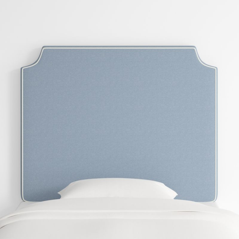 Bevel Blue with White Piping Twin Wall-Mounted Headboard + Reviews | Crate & Barrel | Crate & Barrel