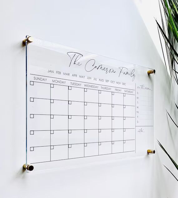 Personalized Acrylic Calendar for Wall Ll Dry Erase Board - Etsy | Etsy (US)