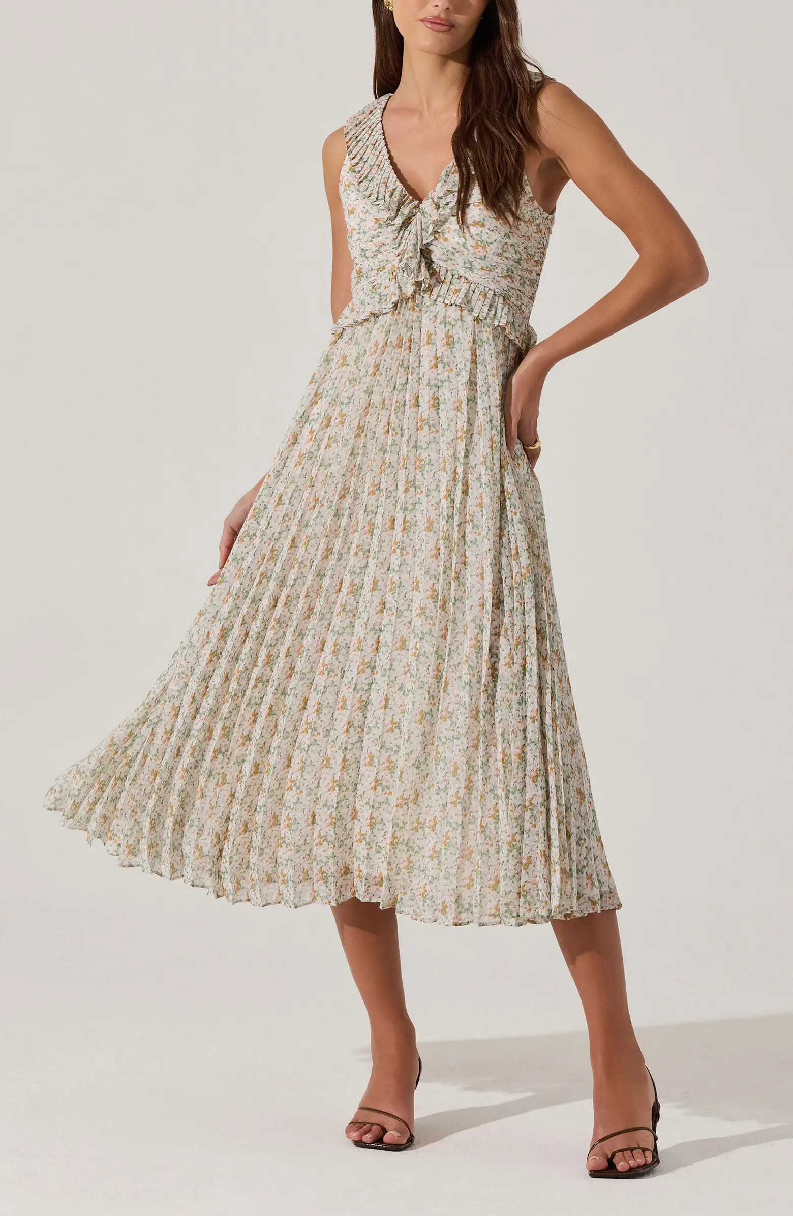 ASTR the Label Ruffle Pleated Midi Sundress | Nordstrom | Nordstrom