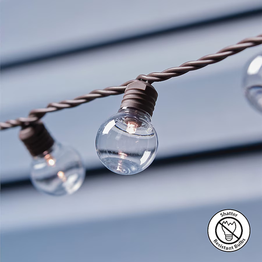 allen + roth 34-ft Plug-in Brown Indoor/Outdoor String Light with 100 White -Light LED Globe Bulb... | Lowe's