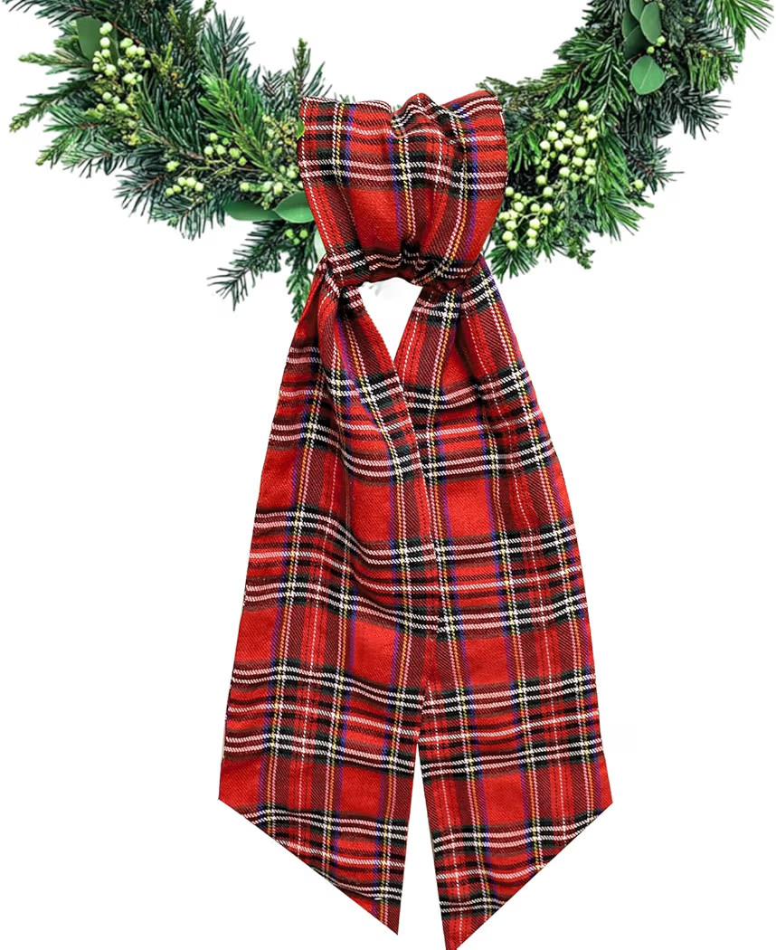 Christmas Wreath Sash for Front Door Red Buffalo Plaid Wreaths Satin Sash Burlap Garland Ribbon A... | Amazon (US)