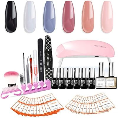 Gel Nail Polish Kit with U V Light Starter Kit, 6 Soak Off Gel Nail Polish 7ml, 6W Portable Mini ... | Amazon (US)